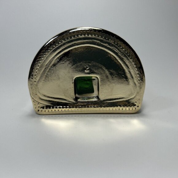 Vintage Old Spice Ships Lantern Decanter Green Gold Glass Bottle EMPTY E2 - Picture 2 of 4